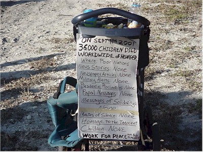 closeup of sign on stroller